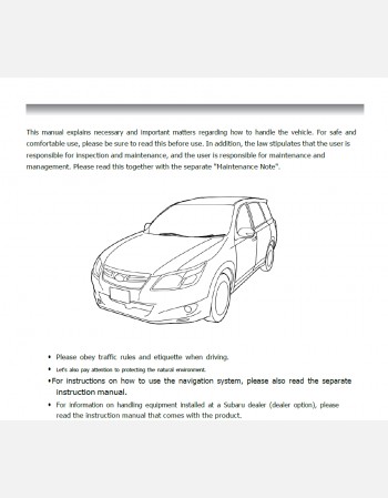 subaru exiga 2012-2013 owners manual in english